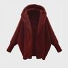 Cappotto da donna in peluche a tinta unita con cappuccio - Maniche lunghe vestibilità ampia per autunno e inverno
