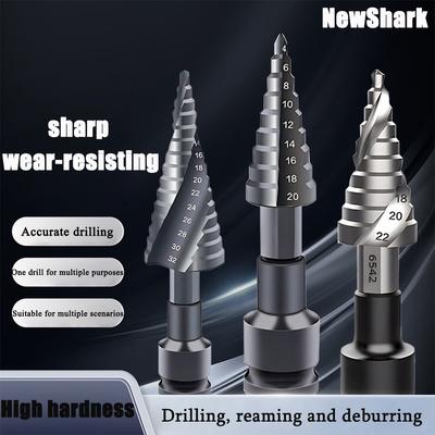 Step Drill Bit Set for Metal and Wood, Spiral Grooved for Faster Drilling, Step Bits with Different Step Sizes, Coated Unibits