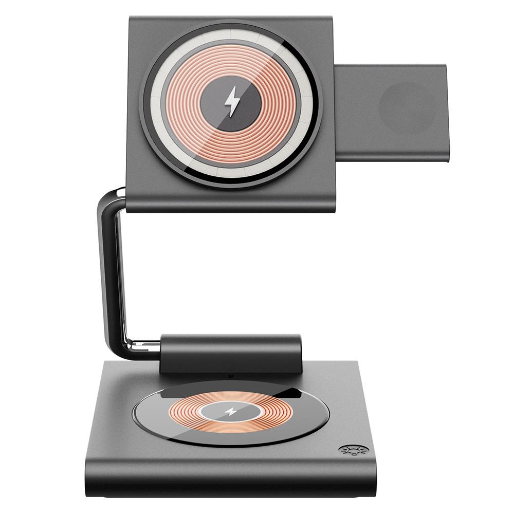 

WIWU Wi-W023 For iPhone 12-15 Series iWatch AirPods 3-in-1 Desktop Charging Stand 15W Phone Magnetic Wireless Charger As Shown A