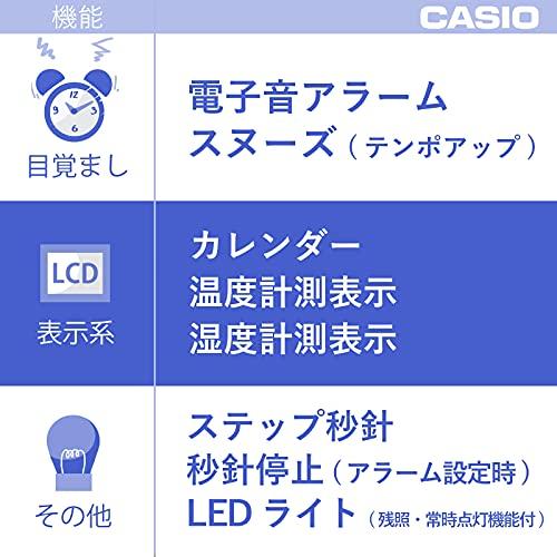 CASIO TTM-160NJ-8JF Alarm Clock, Radio-Controlled, Silver, Analog, Always-On, Temperature, Humidity, Calendar