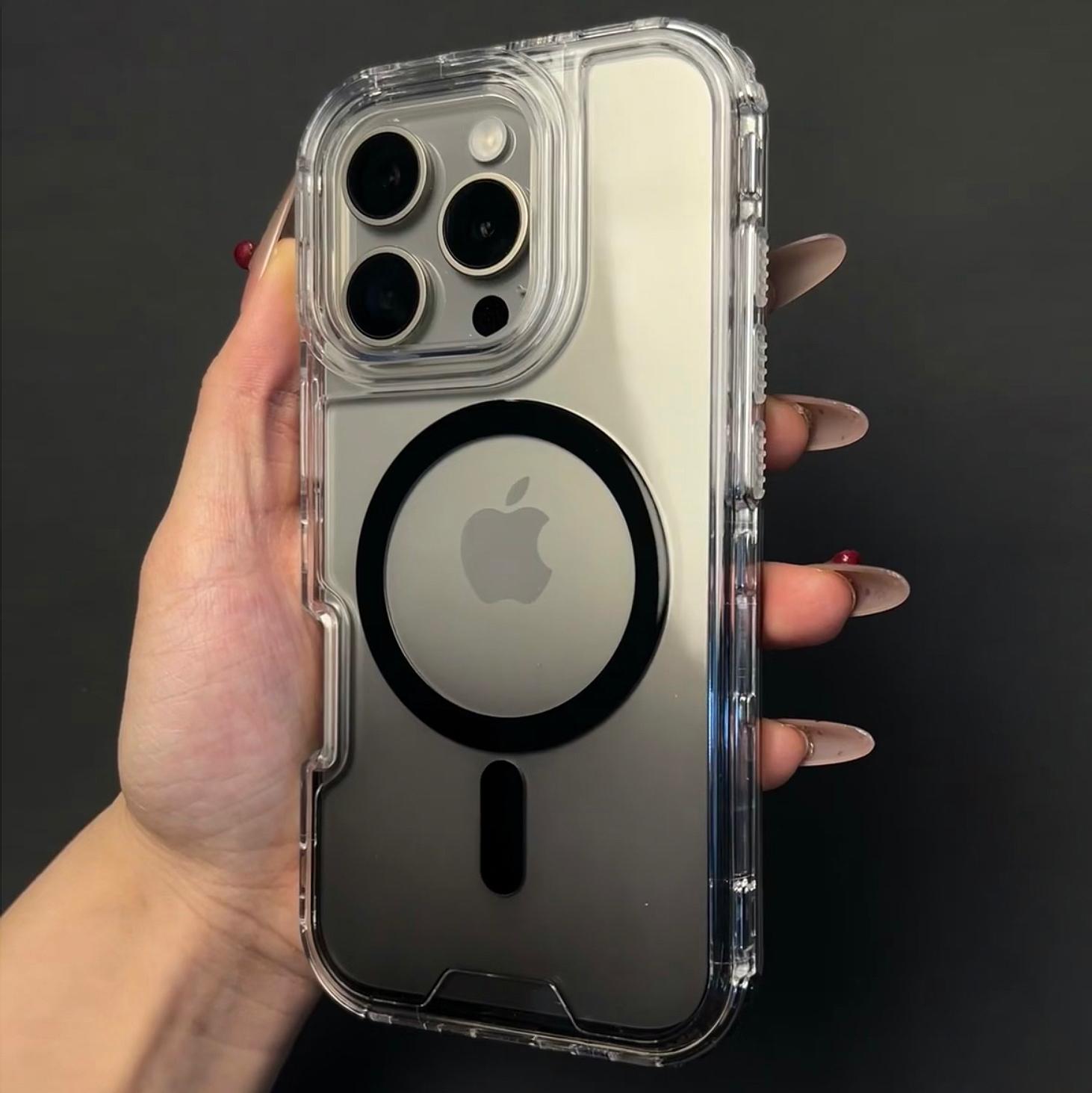 

Heavy Duty Shockproof Armor Case for iPhone 16 14 15 Plus 13 12 Pro Max 11 3 IN1 For Magsafe Magnetic Clear Gradient Color Case For iPhone 13