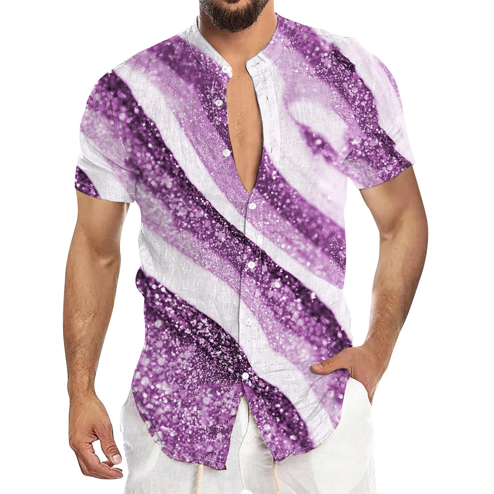 

Мужская повседневная рубашка с короткими рукавами, мужская модная рубашка с воротником-стойкой на пуговицах XL