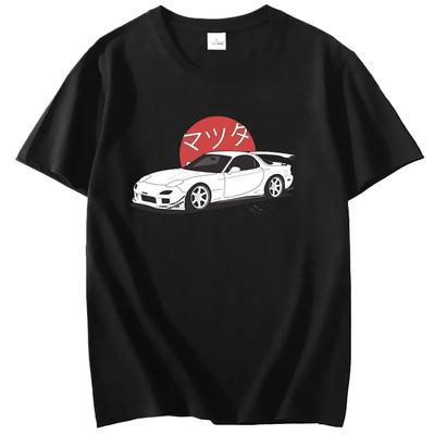 MÄNNER T-Shirt Mazda RX7 Bedruckt Kurzarm T-Shirts Harajuku Japanische Auto-Fans Racing Rennen T-Shirt JDM Automobilkultur Sommer