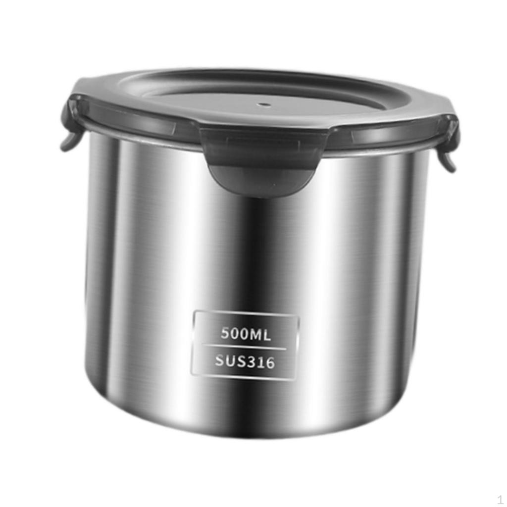 Food Storage Canister Portable Multipurpose Stainless Steel Sealed Jar for Tea