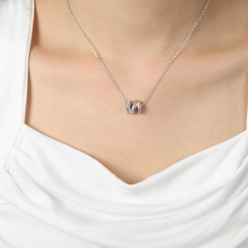 European Chic Cylindrical Pendant Necklace, 18K Gold-Plated Titanium Steel, Versatile Empress Dowager Style for Women