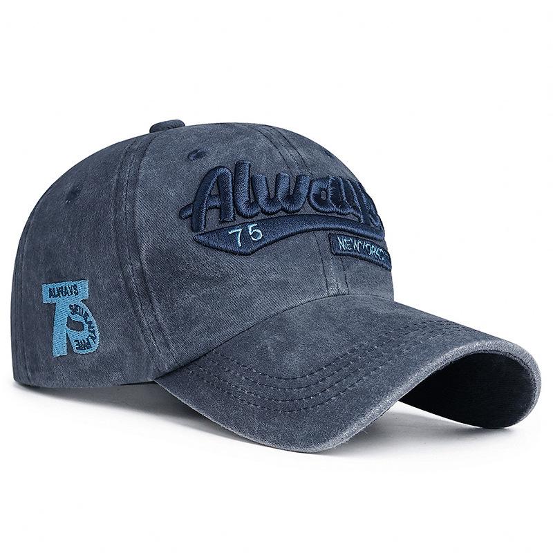 Men's Retro Washed Baseball Cap - European & American Style Embroidered Duckbill Sunshade