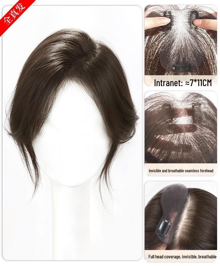 Parrucca con frangia senza bordi BareFeel: Ciocca Top Clip-In Invisibile, Estensione Capelli Veri, Aumenta Volume, Soffice & Sottile per Donne