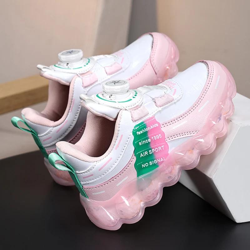 Trendy Pink Girls' Casual Sports Shoes Outdoor Anti-Slip Running Sneakers for Children Tenis Size 28-39