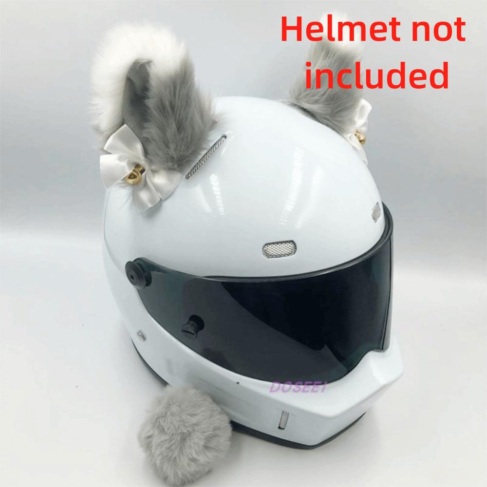 Cute Self-adhesive Motorcycle Helmet Decor Cosplay Personality Plush Cat Ears Soft Smooth Motocross Accessories