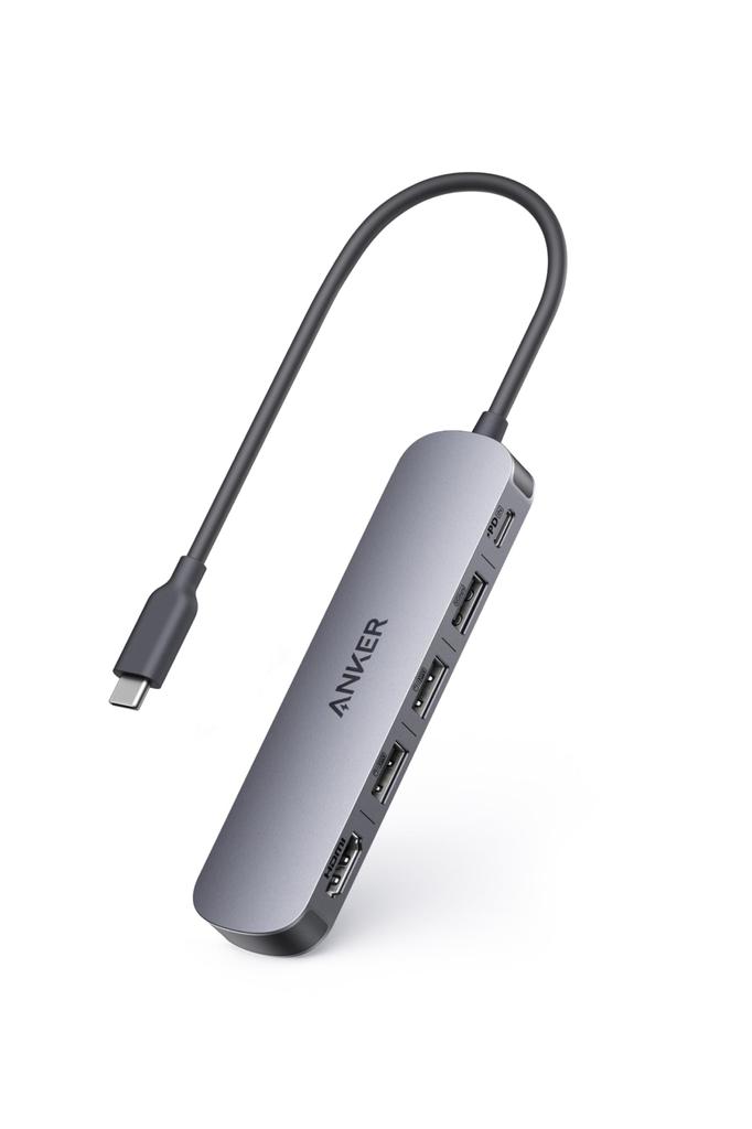 Anker Hub Gray 100W USB PD Compatible 4K HDMI Port 5Gbps High Speed Data Transfer Equipped with Port USB-C (5-in-1, 4K, HDMI) USB-C/USB-A