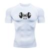 Men's Compression Workout T-Shirt, Dumbbell with Bow Print Q