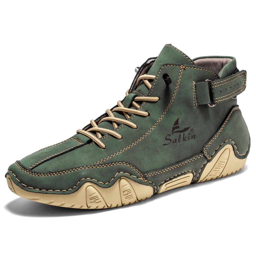 New 2025 Handmade Leather Casual Men Shoes Design Sneakers Man Breathable Leather Shoes Men Ankle Boots Outdoor