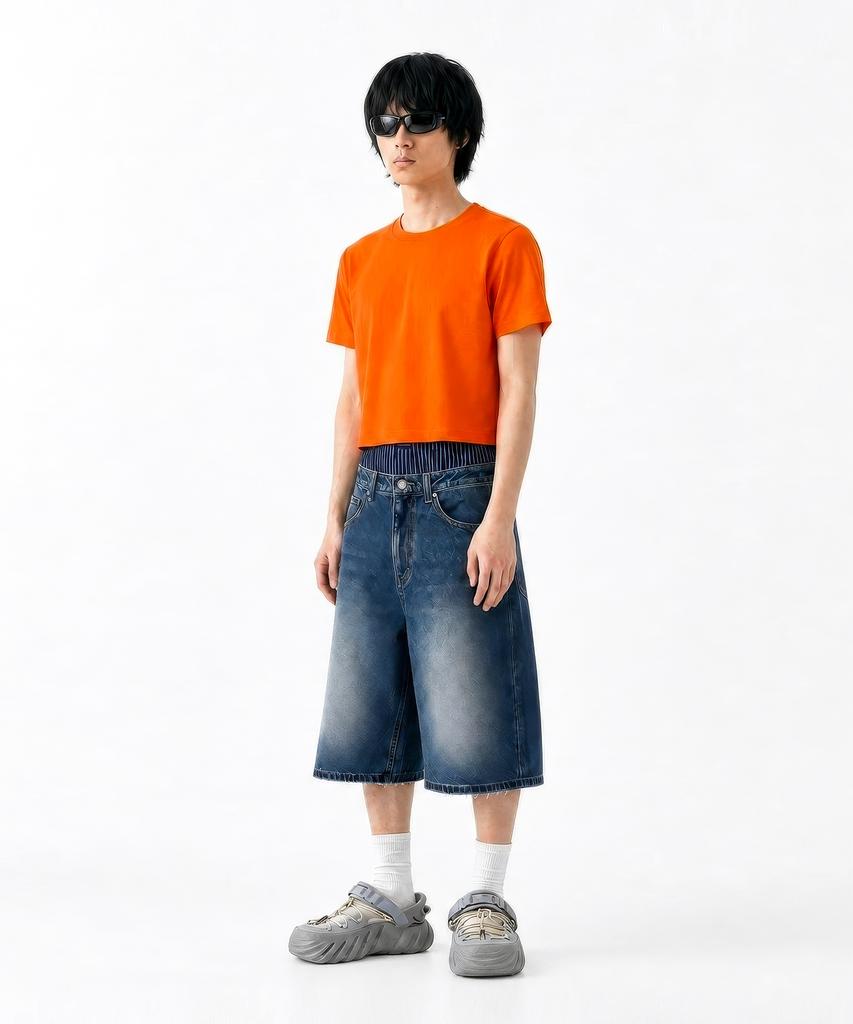 C WEAR BY THE GENIUS Men'S Crop T-Shirt Orange