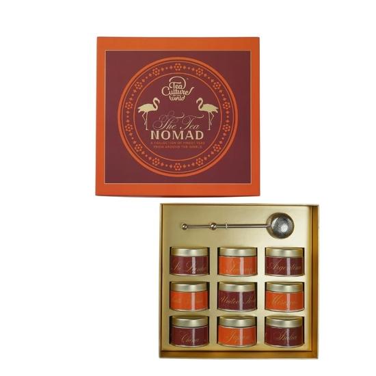 Tea Culture of the World The Nomad – Luxury Tea Gift Set | 9 Premium Teas Blends & 1 Long Handle Infuser | Elegant Festive Packaging