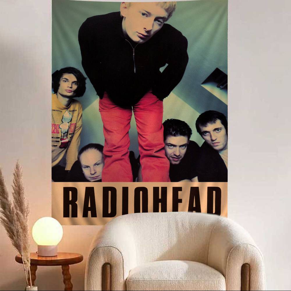 

Rock Band RRadiohead Hanging Bohemian Tapestry Japanese Wall Tapestry Anime Kawaii Room Decor 74x94cm(29x37in)
