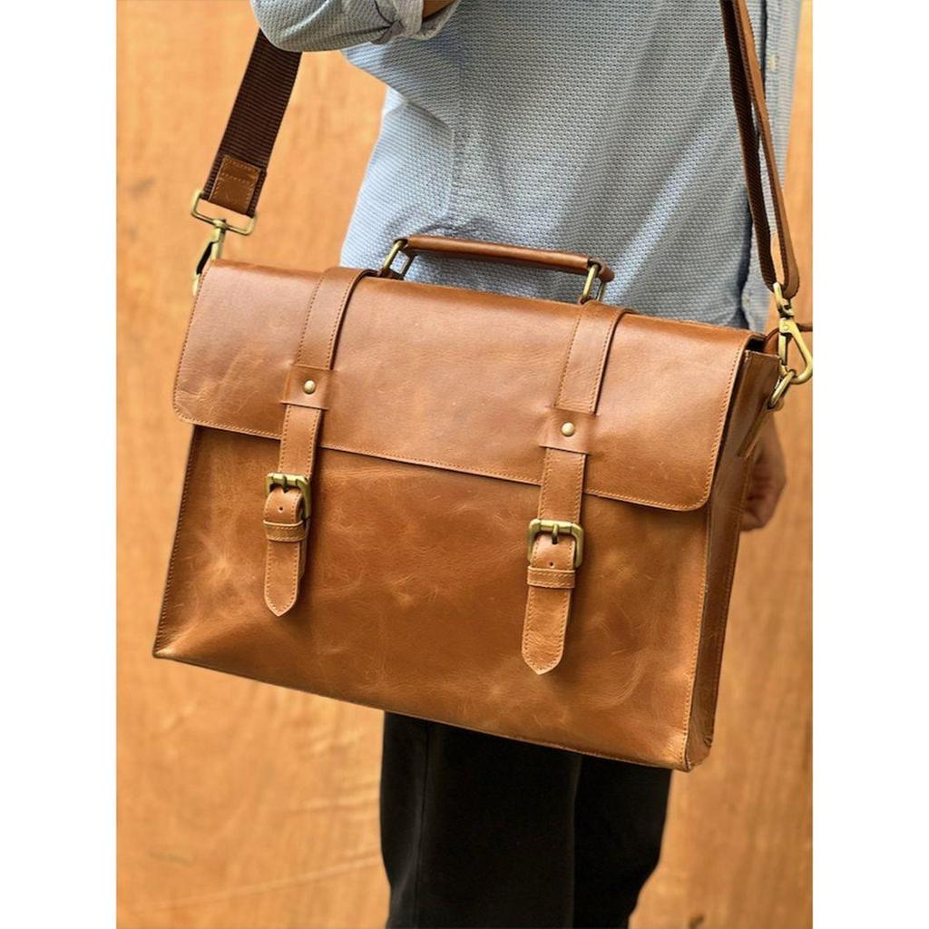 Leather Messenger Bag Laptop Bag Mens Leather Briefcase Crossbody Bag Satchel Bag Computer Bag Christmas Gifts Leather Bags Shoulder for Him
