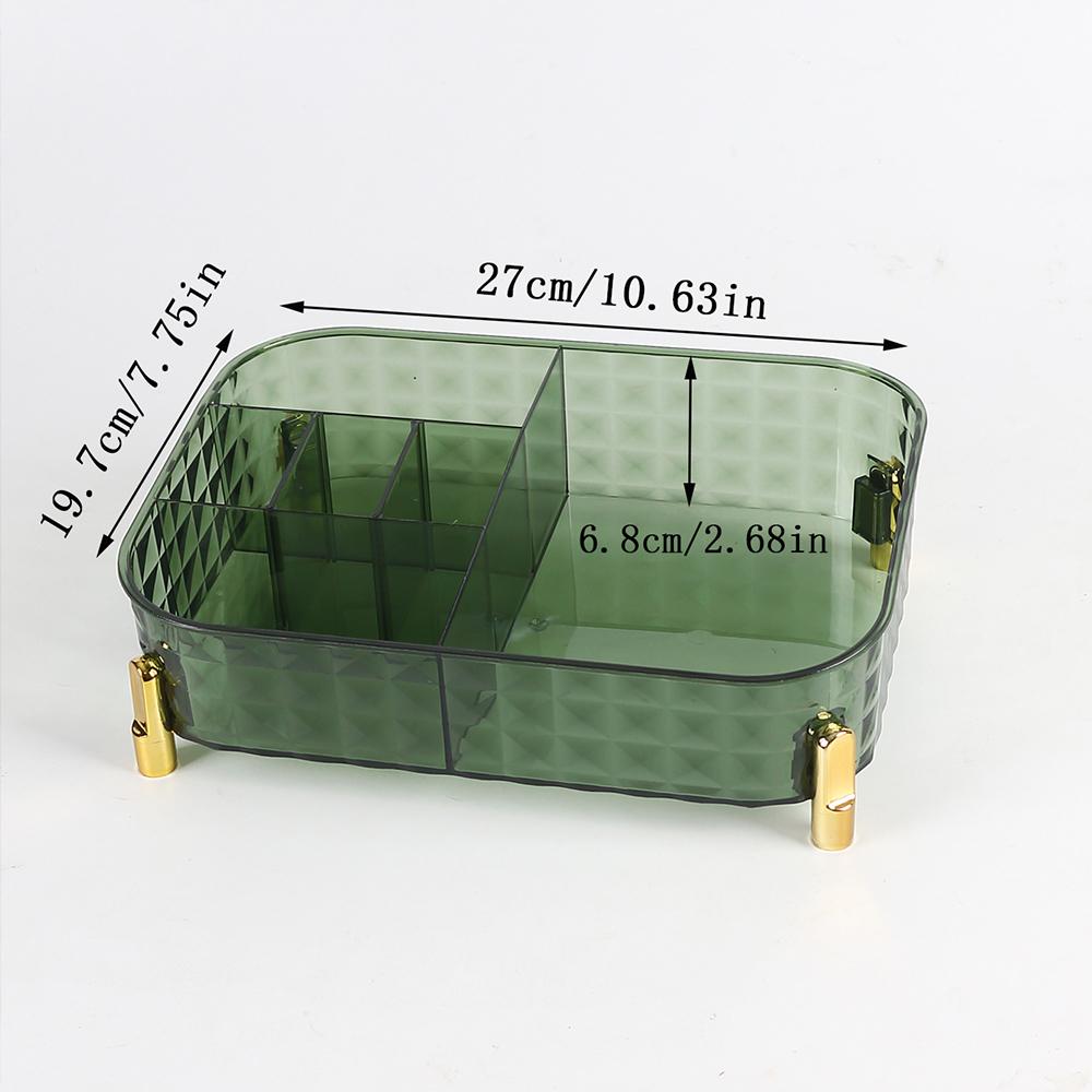 

Органайзер для макияжа для ванной с отделениями для помад, кистей, духов, косметики, корзина-бокс для хранения и демонстрации, настольное хранение зелёный