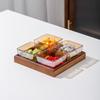 Amber Glass Divided Fruit Plate Set with Bamboo Tray