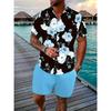 Hawaiian Men's Shirt Set 3D Printed Short-Sleeve Shirt Set Summer Beach Collared Two-Piece Shirt