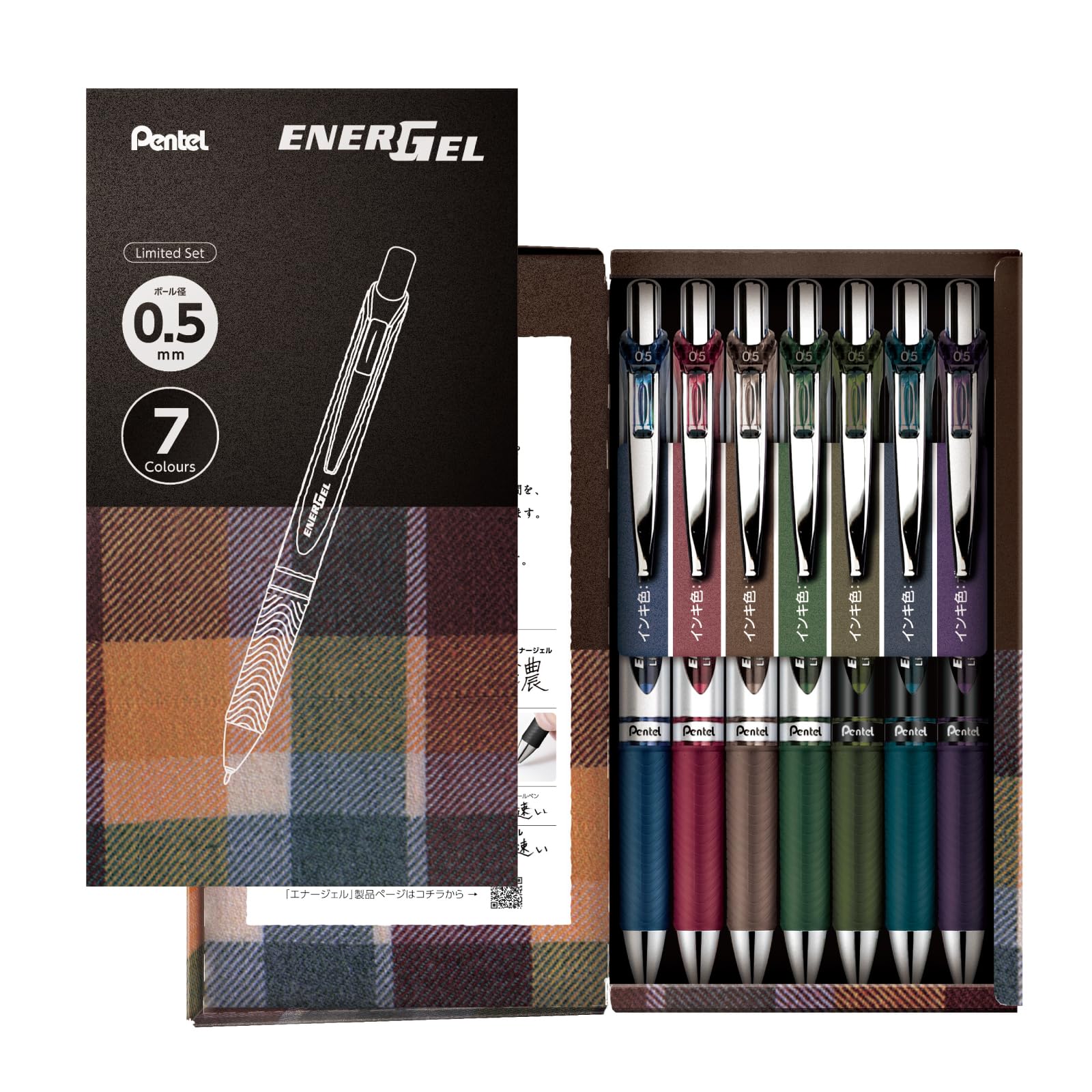 

Pentel Energel Gel Ink Ballpoint Limited Silver 7 Colors Pen, Knock-Style Edition, 0.5mm, Body, BLN75-L7,