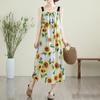 Sleeveless Strap Plus Size Chiffon Vintage Floral New In Dresses For Women Casual Loose Long Summer Dress