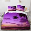 Ocean Beach Palme Bettbezug Set Meereswelle Polyester Steppdecke Bezug Tropische Blätter Hawaiianischer Urlaubsdruck Für Kind Erwachsener Teenager