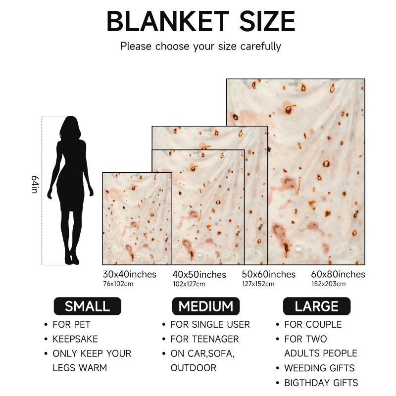 1 piece tortilla-themed beige flannel blanket, soft, suitable for sofa, bed, office, all-season use.