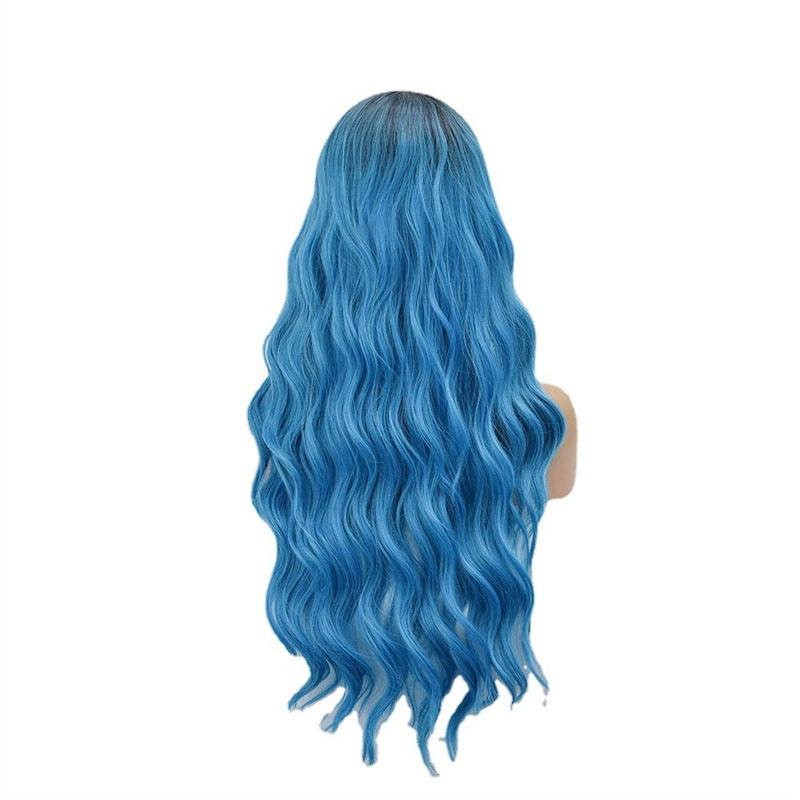 Synthetic Blue Costume Wigs for Women Girls Kids Halloween Wigs Long Hair Curly Wavy Descend Cosplay Anime Movie Musicals Wig