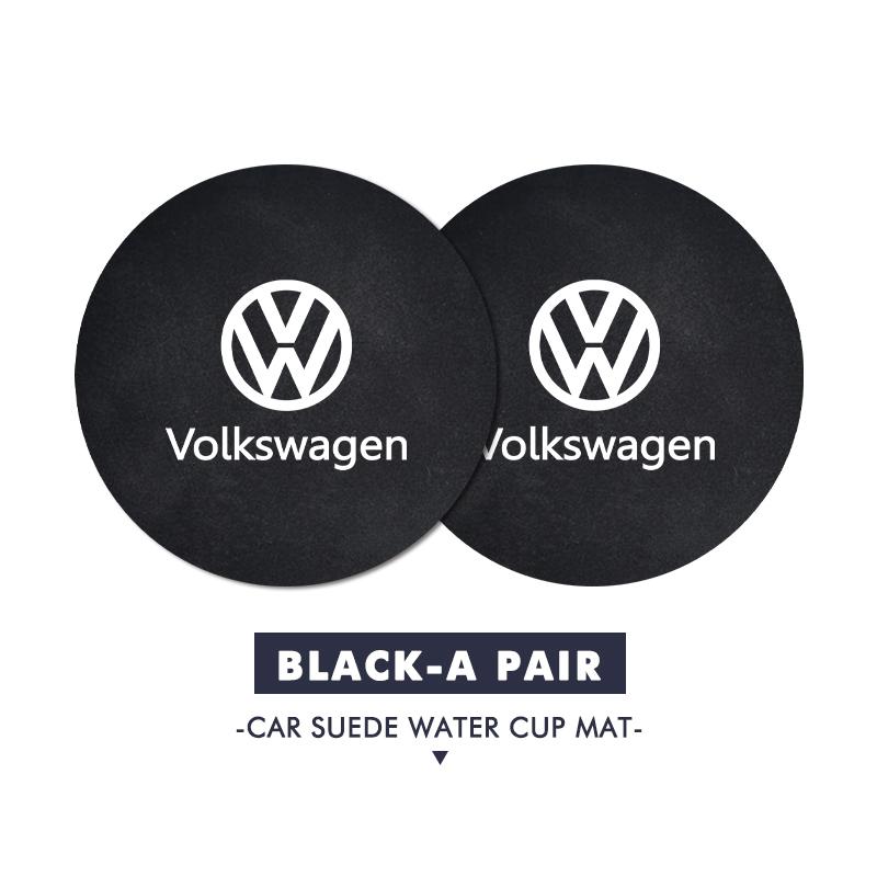 For Volkswagen VW 2pcs Car Cup Holder Coaster Suede Anti Slip Anti Scratch Insert Scirocco Passat Polo B5 B6 B7 CC Tiguan Sharan DG9