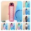 Large Capacity 1000ml Spring Cover Kettle Frosted Plastic Sports Cups Straw