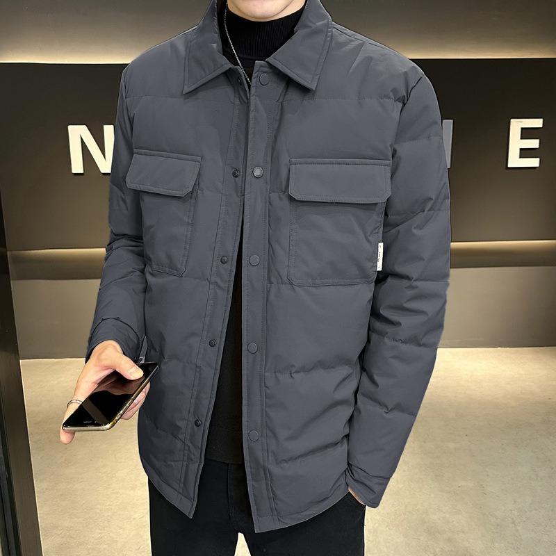 Warm Down Jacket Men's Lapel Dad Top Cold-resistant% White Duck Down Casual Jacket