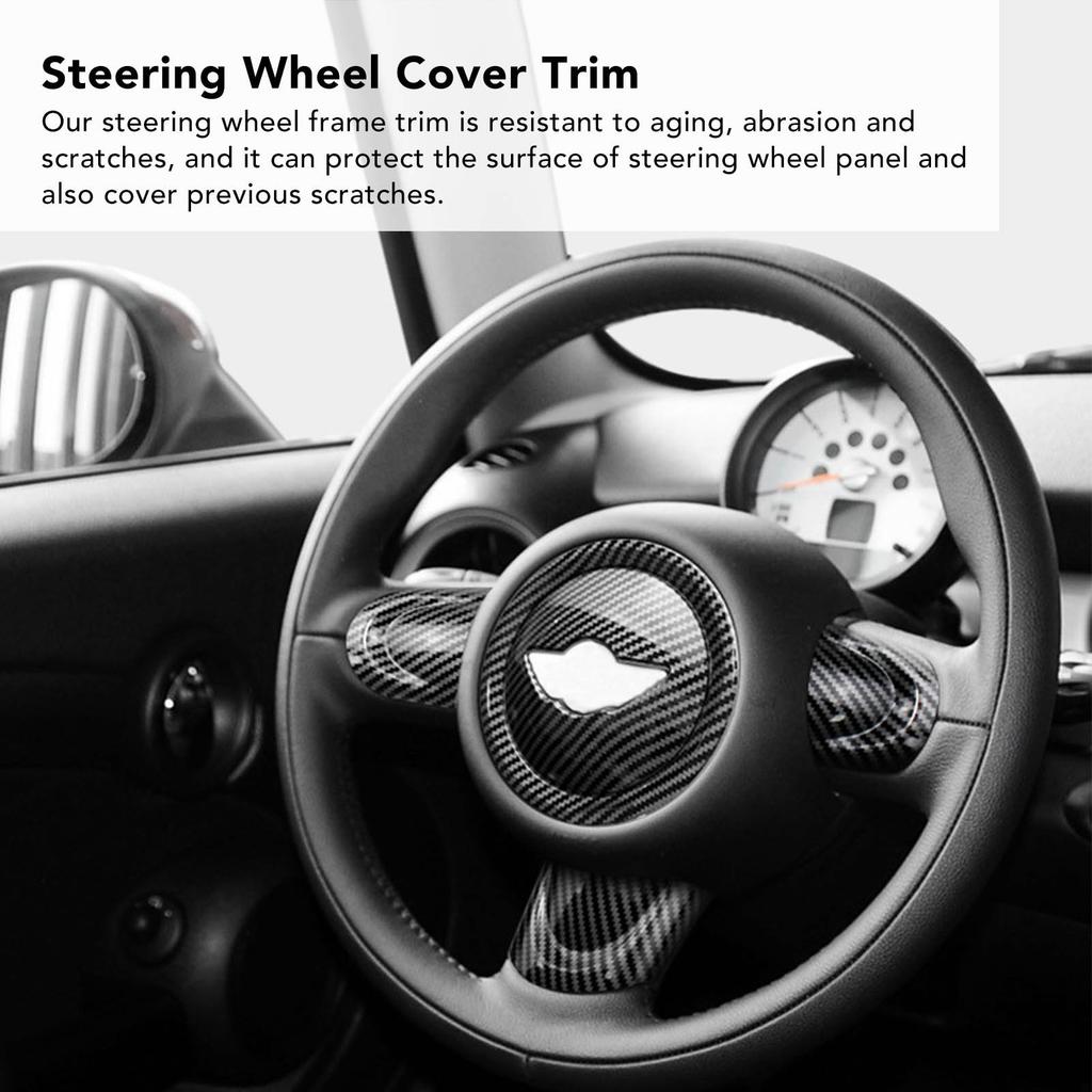 3Pcs/Set Car Steering Wheel Trim Carbon Fiber Look Interior Cover Sticker for Mini Cooper R54 R56 Clubman R55 Crossover R60