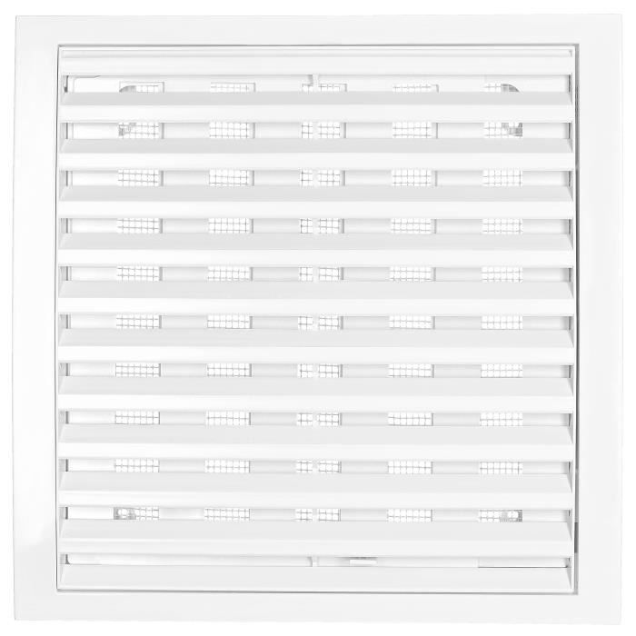 Grille d'aération - KOTARBAU - 200 x 200 mm - Plastique blanc - Moustiquaire - Lamelles réglables