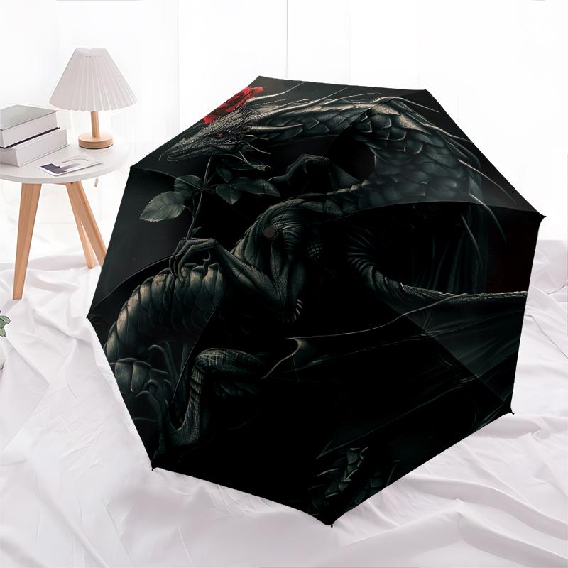 1 PC Automatic Folding Umbrella - Dragon Pattern, Portable & Foldable Design with 8 Ribs, Christmas Birthday Gifts