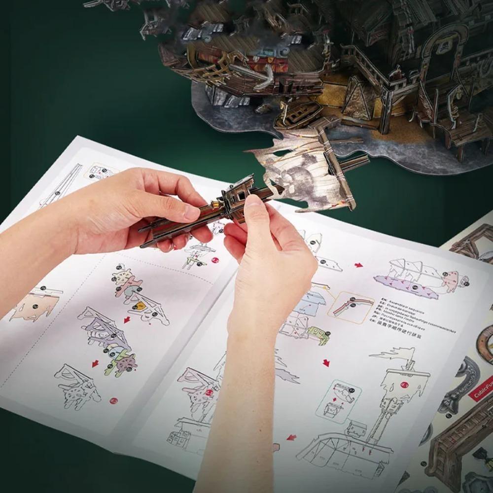 Puzzle en Papier 3D Bâtiments Tridimensionnels Baie des Pirates Tortuga Modèle Puzzle DIY Jouets d'Assemblage pour Enfants Cadeaux de Noël Casa