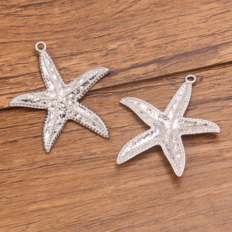 Bi-Color 304 Stainless Steel Starfish Pendant with Real Gold Electroplating
