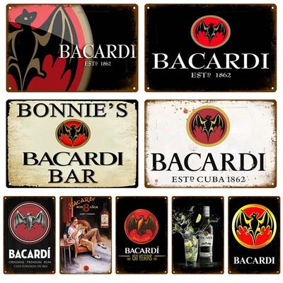 Bacardi Pivní Plechová Cedule Značka Kovová Cedule Barový Plakát Místnost Domácí Dekorace Doplňky Vintage Nástěnná Dekorace Na Stěně Nástěnná Malba Plat