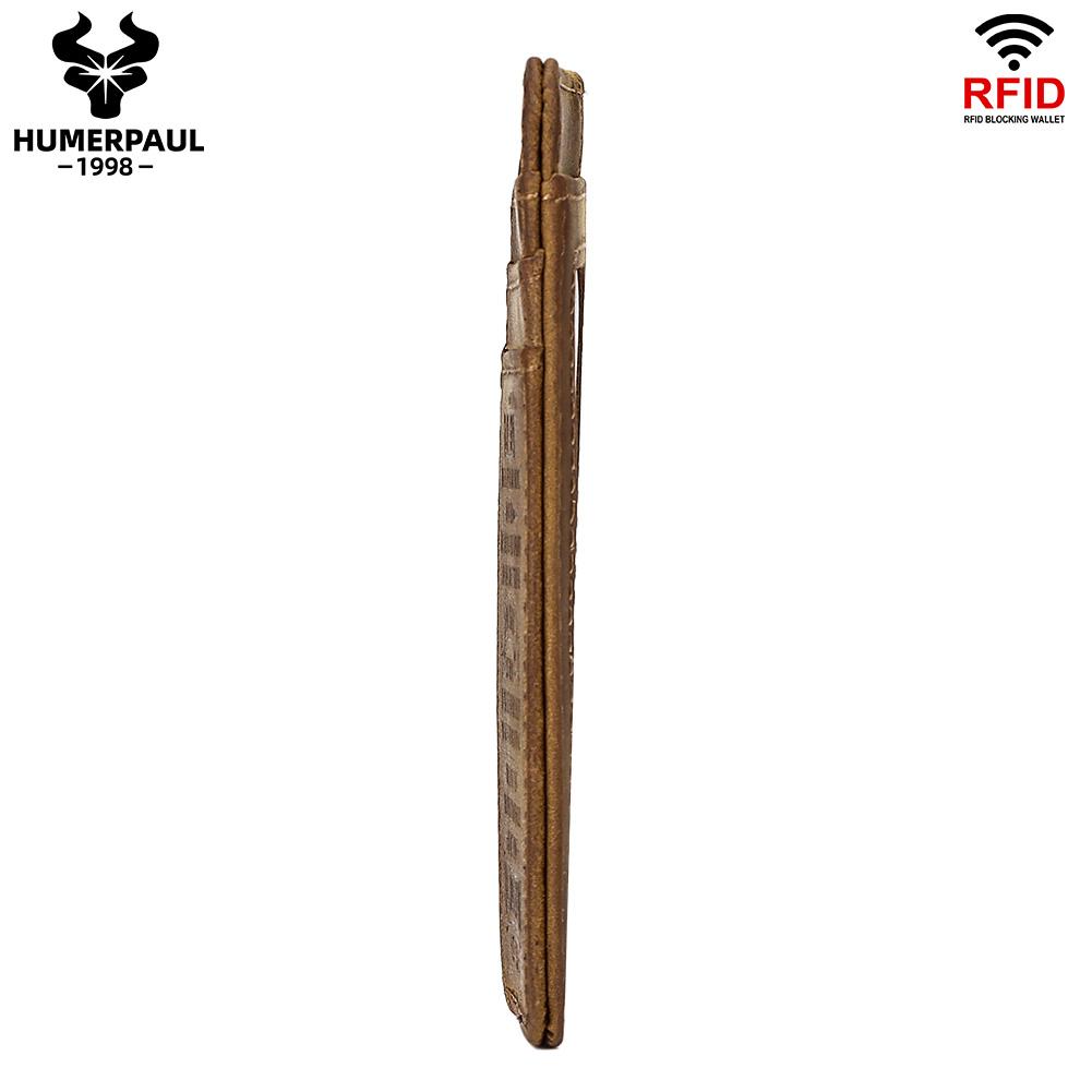 Humerpaul Piele naturala Pachet card de credit, cadou pentru fiu, ambalaj cutie cadou