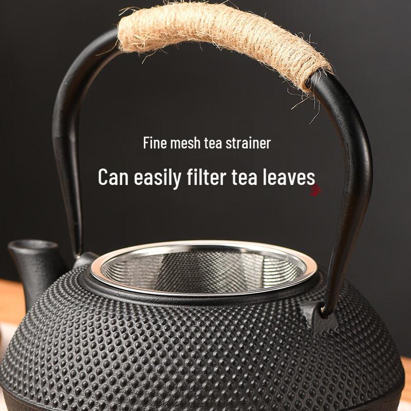 GOWKE 1.2L Cast Iron Teapot with Copper Handle and Lid