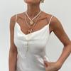 Ingemark Zestaw 3 szt. Boho Metalowy Naszyjnik Choker z Wisiorkiem Muszla Krzyż dla Kobiet Ślubny Elegancki Łańcuszek z Imitacją Pereł Biżuteria Y2K Nowy