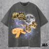 Three Snake Retro Graphic T-shirts, Vintage Snake Moon Tshirt, Snake Lovers, Funny Snake Tee, Oversized Washed Tee, Snake Vintage Shirt