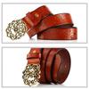 Leather Flower Buckle Belt For Jeans Adjustable Length Premium PU Delicate And Exquisite