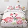 3D Flamingo Duvet Cover King Queen Pink Watercolor Bedding Set for Kids Teens Adults with Pillowcase