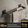 Self-Adhesive Bathroom Towel Rack Without Drilling Screws Hole Black Bath Hand Towel Hanger 2 Bar Gray Towel Double Hanging Rod