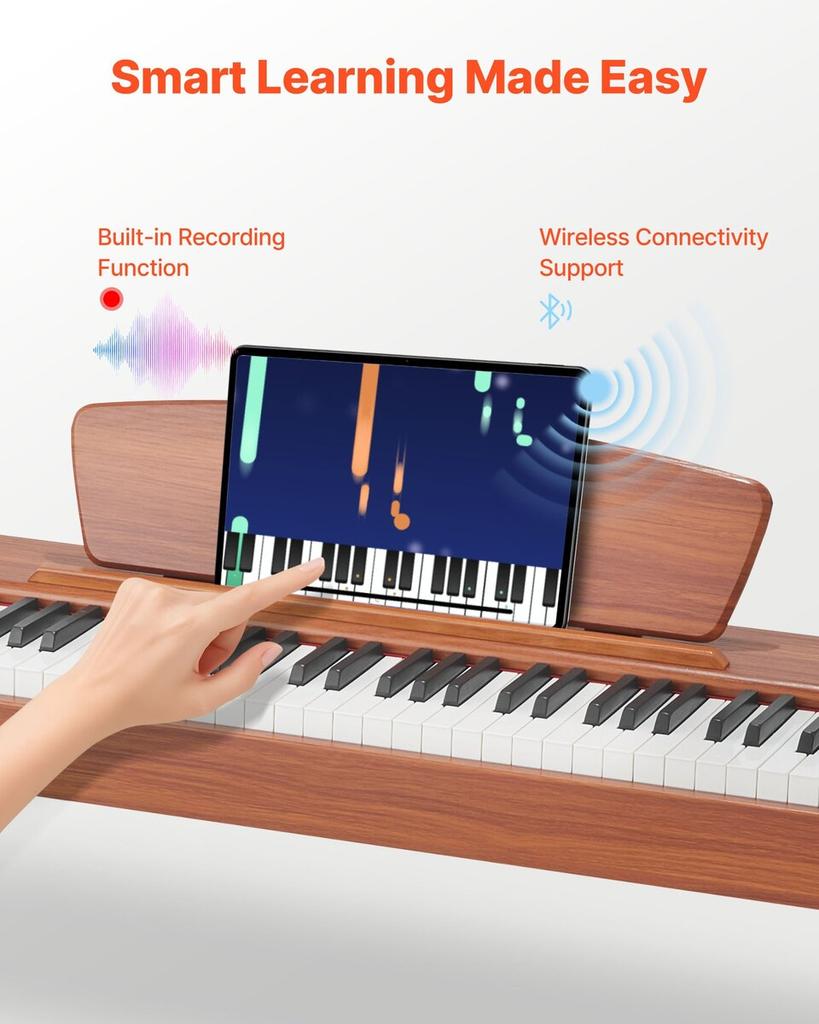Weighted Digital Piano, 88 Keys Fully Weighted, Electric Piano Keyboard with Sheet Music Stand, Triple Pedal, Power Adapter, 280 Tones, Support