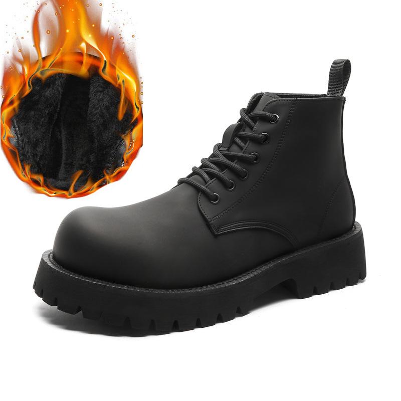 

Большеголовые ботинки Мартина Маленькие кожаные туфли Дерби Мужские Модные Повседневные Кожаные Туфли Угольно-черные Мужские Ретро Ботинки Микки 8230-J 46