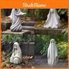 Adorabile Statua Fantasma Bianco da Esterno Affascinante Decorazione da Giardino in Resina per le Festività di Halloween
