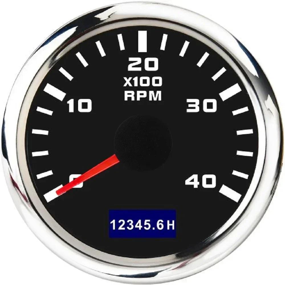2" 52mm Tachometer 7 Color Backlight Tach Car Gauge Waterproof Digital LCD Hour Meter for Universal 12V24V Car Marine Boat Yacht