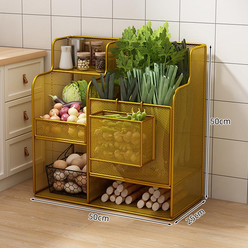 Multi-functional Kitchen Storage Rack: Multi-layer Basket for Fruits, Vegetables, Onions, Ginger, and Garlic