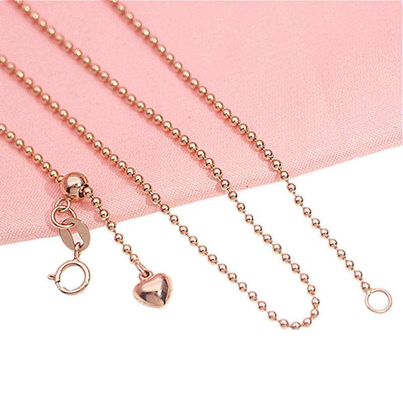Exquisite 585 Russian Purple Gold Beaded Glossy Heart-Shaped Colored Gold Simple Temperament Fashion-Plated Rose Gold Necklace